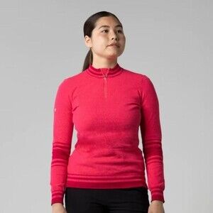 NEW Levelwear Campus Midlayer Pullover in Raspberry Stripe Size Small